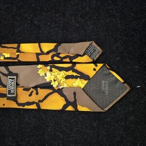 Versace Yellow and Brown Tie with Abstract Pattern